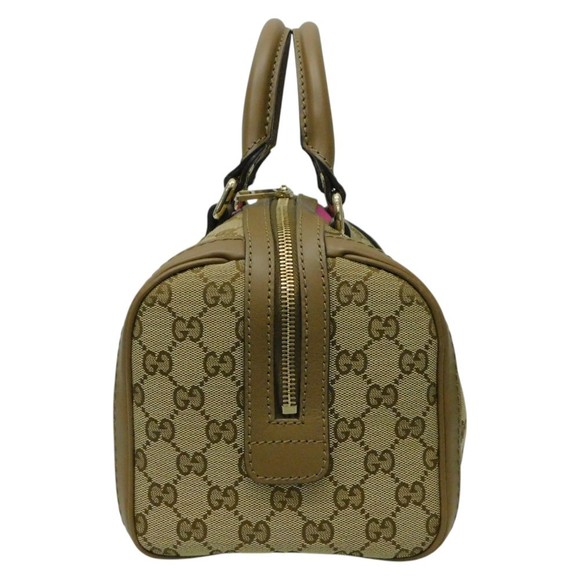 Gucci Canvas GG Beige Purple Bag Shoulder Brown Bag Boston - Picture 3 of 9
